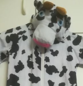 Kids Costumes to Hire - Cow Onesie with blue eyes